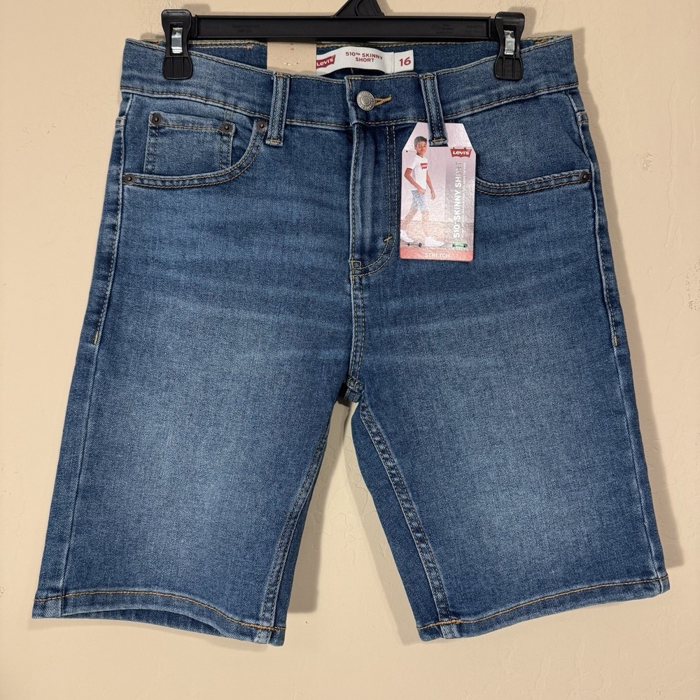 Levis 510 Skinny Shorts Boys Size 16 Reg Denim Adjustable Waistband NEW